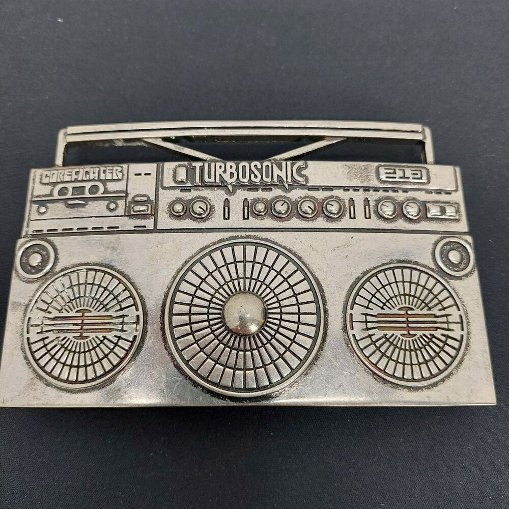 Big CoreFighter Turbosonic Tape Deck EQ Stereo Boom Box Belt Buckle 213